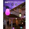 imageGovee Smart Outdoor String Lights H7015 48ft RGBIC Outdoor Lights with 15 Dimmable LED Bulbs IP65 Waterproof Color Changing Warm White Lights with 47 Scene Modes for Patio Backyard App Control24ft