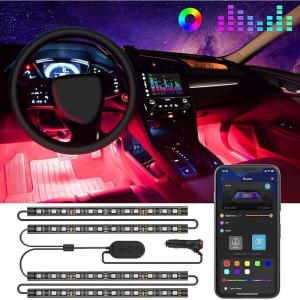 imageGovee Car LED Lights Smart Car Interior Lights with App Control RGB Lights with DIY Mode and Music Mode 2 Lines Design LED Lights for Cars with Car Charger 12V