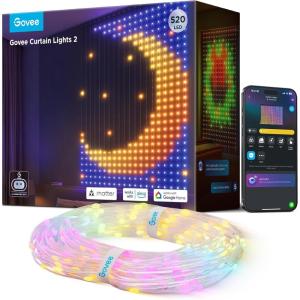 imageGovee Curtain Lights 2 520 LEDs Smart LED Curtain Light with DIY GIF AIGC NonSplicable RGBIC Color Changing Holiday Lights for Indoor Outdoor Bedroom Window Decor IP65 Waterproof 4966ft49 x 66FT