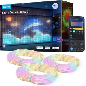 imageGovee Curtain Lights 2 520 LEDs Smart LED Curtain Light with DIY GIF AIGC NonSplicable RGBIC Color Changing Holiday Lights for Indoor Outdoor Bedroom Window Decor IP65 Waterproof 4966ft148 x 66FT