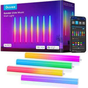 imageGovee Glide LED Wall Lights RGBIC Wall Lights Works with Alexa and Google Assistant Smart Glide Lively Light Bars for Gaming Room and Streaming Multicolor Glide Sconces 6 pcs14 Pcs