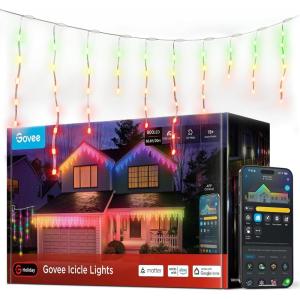 imageGovee Icicle Lights Smart RGBIC Christmas Lights for Outside 66ft with 800 LEDs Christmas Icicle Light for Outdoor IP67 Waterproof Music Sync Voice Control 78 Scene Modes for Holiday Decor66ft