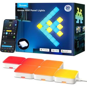 imageGovee Mini Panel Lights RGBIC Wall Lights Smart LED Wall Panels Works with Matter Alexa Google Assistant Sync with Music DIY Gaming Light for Home Decor Office Bedroom 20 Pcs20 Pcs