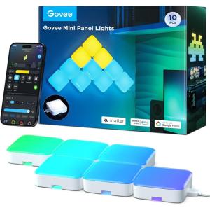 imageGovee Mini Panel Lights RGBIC Wall Lights Smart LED Wall Panels Works with Matter Alexa Google Assistant Sync with Music DIY Gaming Light for Home Decor Office Bedroom 20 Pcs10 Pcs