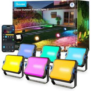 imageGovee Outdoor Flood Lights 2 RGBIC Warm Cold White LED Lights for Outdoor Decorations 50 Scene Modes Landscape Lighting Upgrated IP66 with App Control Wired 4 Pack6 pack