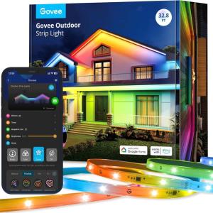 imageGovee Outdoor LED Strip Lights 984ft Smart Outdoor Lights Work with Alexa and Google Assistant App Control IP65 Waterproof RGBIC Lights for Patio Eave Party Decorations328ft