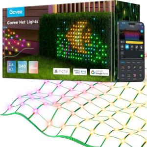 imageGovee Outdoor Net Lights 28  94ft with RGBIC and DIY Functions 480 LEDs Smart Net Lights with 64 Modes for Bush Patio Decor IP65 Waterproof Compatible with Alexa ampamp Google Assistant Green Wire2847ft