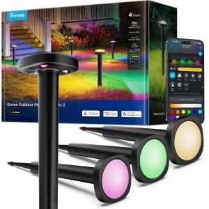 imageGovee Outdoor Pathway Lights 2 IP66 Waterproof Patio Lights 60 Scene Modes Landscape Lighting for Yard Garage Garden Lawn Outdoor Decor Works with Alexa Google Assistant Matter Wired 4 Pack
