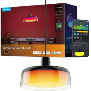 imageGovee Pendant Light for Kitchen Island ThreeLayer RGBIC Smart Lighting Matter Compatible 1300LM 2700K6500K Dimmable Black Hanging Light Fixture Works with Alexa Adjustable Height for Dining Room
