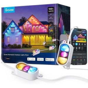 imageGovee Permanent Outdoor Lights Prism 100ft with 36 TripleColor Lighting Heads 100 Scene Modes Up to 60lm for Outdoor Decor IP68 Waterproof Works with Alexa Google Assistant ampamp Matter White100ft