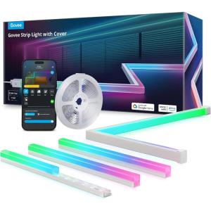 imageGovee RGBIC LED Strip Lights 164ft with Covers Smart LED Lights for Bedroom Work with Alexa and Google Assistant LED Diffuser Channel with Srtip Lights Skirting Lines Studio Cabinet328ft