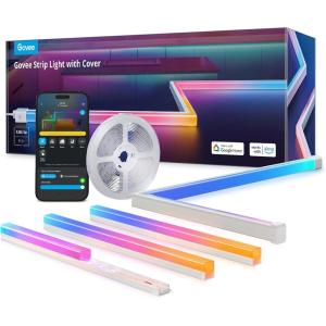 imageGovee RGBIC LED Strip Lights 164ft with Covers Smart LED Lights for Bedroom Work with Alexa and Google Assistant LED Diffuser Channel with Srtip Lights Skirting Lines Studio Cabinet98ft