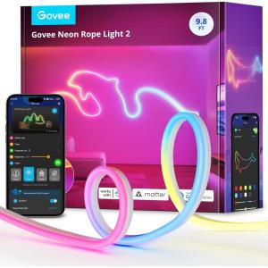 imageGovee RGBIC Neon Lights LED Smart Neon Rope Light 2 Works with Matter Alexa Google Assistant Custom DIY Neon Strip Lights for Bedroom and Holiday Decor Softer Material 328ft WhiteWhite