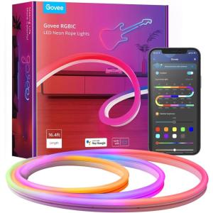 imageGovee RGBIC Neon Rope Light 164ft LED Strip Lights Music Sync DIY Design Works with Alexa Google Assistant Neon Lights for Gaming Room Living Bedroom Wall Decor Not Support 5G WiFi
