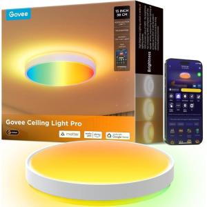 imageGovee Smart Ceiling Light 4300LM RGBIC LED Ceiling Light Fixture Works with Matter Flush Mount Light Fixture DIY Colors 2700K6500K Dimmable for Bedroom Living Room 15 Inch 1 Pack