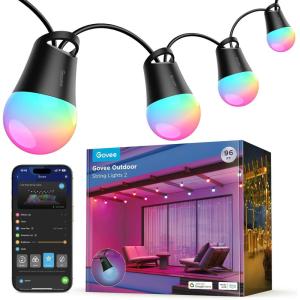 imageGovee Smart Outdoor String Lights 2 144ft Outdoor Lights with Dimmable Warm White LED Bulbs 47 Scene Modes for Patio Backyard Balcony IP65 Waterproof Works with Alexa App Control96ft