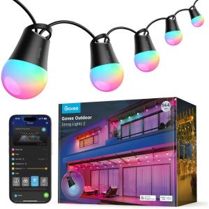 imageGovee Smart Outdoor String Lights 2 144ft Outdoor Lights with Dimmable Warm White LED Bulbs 47 Scene Modes for Patio Backyard Balcony IP65 Waterproof Works with Alexa App Control144ft