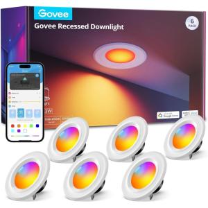 imageGovee Smart Retrofit Recessed Lighting 6 Inch WiFi Bluetooth Direct Connect RGBWW Retrofit Can Lights 65 Scene Modes Works with Alexa ampamp Google Assistant 1000 Lumens 4 Pack6 Pack