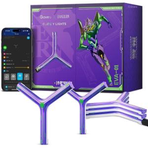 imageGovee x Evangelion Glide Y Lights RGBIC Gaming Wall Lights Smart WiFi Gaming Lights with Music Sync Work with Alexa and Google Assistant DIY and Timer Feature 5 Pack for Gaming Room5 Packs