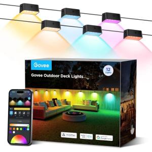 imageGovee Outdoor Deck Lights RGBIC Outdoor Lights with 4000K White Light IP65 Smart Fence Lights with App Control Voice Control LED Path Light for Outdoor DecorWired 6 Packs 328ft12 Packs