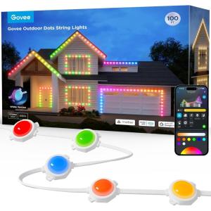 imageGovee Outdoor LED Strip Lights 45 RGBIC LED Lights 100FT String Lights with 65 Scene Modes Halloween Decoration Work with Alexa Google APP Control IP65 Waterproof100ft