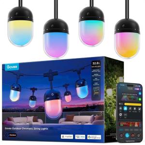 imageGovee Outdoor Chromatic String Lights 656ft RGBIC Outdoor Lights 55 RGB LEDs per Bulb UniIC Control 111 Scenes IP67 Waterproof String lights compatible with Alexa Google Matter App Control328ft