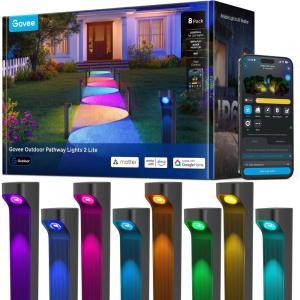 imageGovee Outdoor Pathway Lights 2 Lite 8 pack IP67 Waterproof 16 Million Colors 60 Scene Modes Patio Lights for PathLandscape Lighting Outdoor Decor Compatible with Alexa Google Assistant Matter8