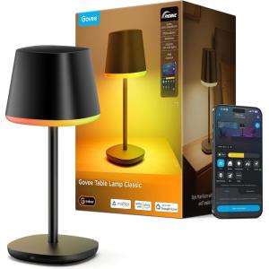 imageGovee Smart Cordless Table Lamp Classic RGBIC Rechargeable Table Lamp for Bedroom Living Room Portable Desk Lamp Works with Matter Alexa LED Bedside Lamp with 72 Scenes Modes Timer 500lm