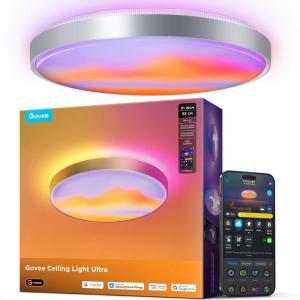 imageGovee Ceiling Light Ultra 21 Inch 5000LM Smart Flush Mount Ceiling Light Fixture Compatible with Matter amp Alexa RGBIC amp Tunable White 2700K6500K DIY Ceiling Canvas for Bedroom Living Room
