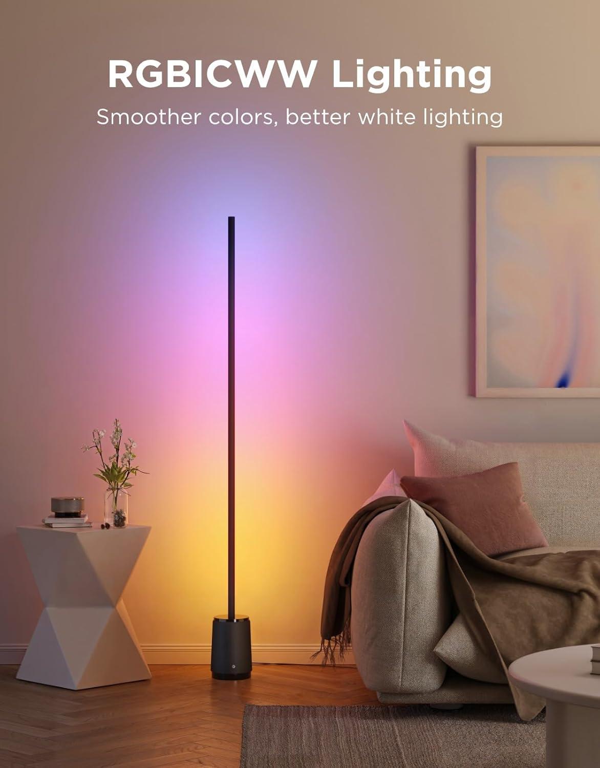 imageGovee Floor Lamp 3 Lite Smart RGBIC LED Corner Lamp Compatible with Alexa SmartThings Matter 1400lm Dimmable Color Changing Tall Standing Light with Music Sync for Living Room Bedroom Gaming Room