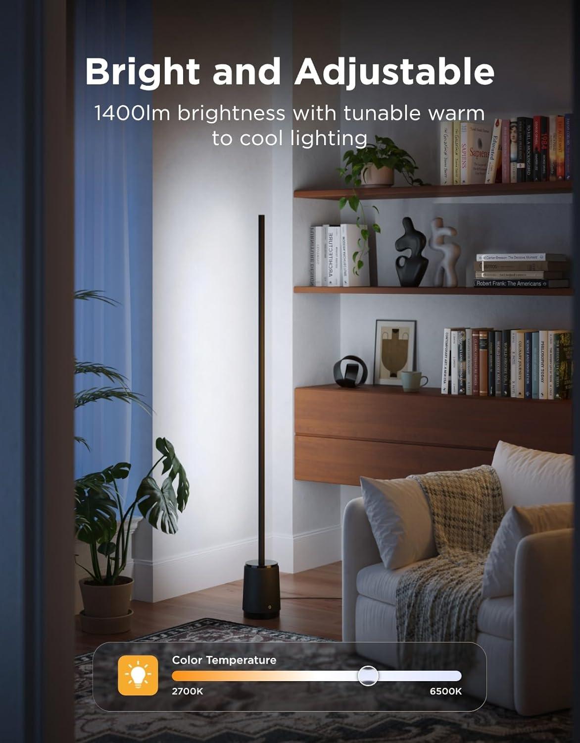 imageGovee Floor Lamp 3 Lite Smart RGBIC LED Corner Lamp Compatible with Alexa SmartThings Matter 1400lm Dimmable Color Changing Tall Standing Light with Music Sync for Living Room Bedroom Gaming Room
