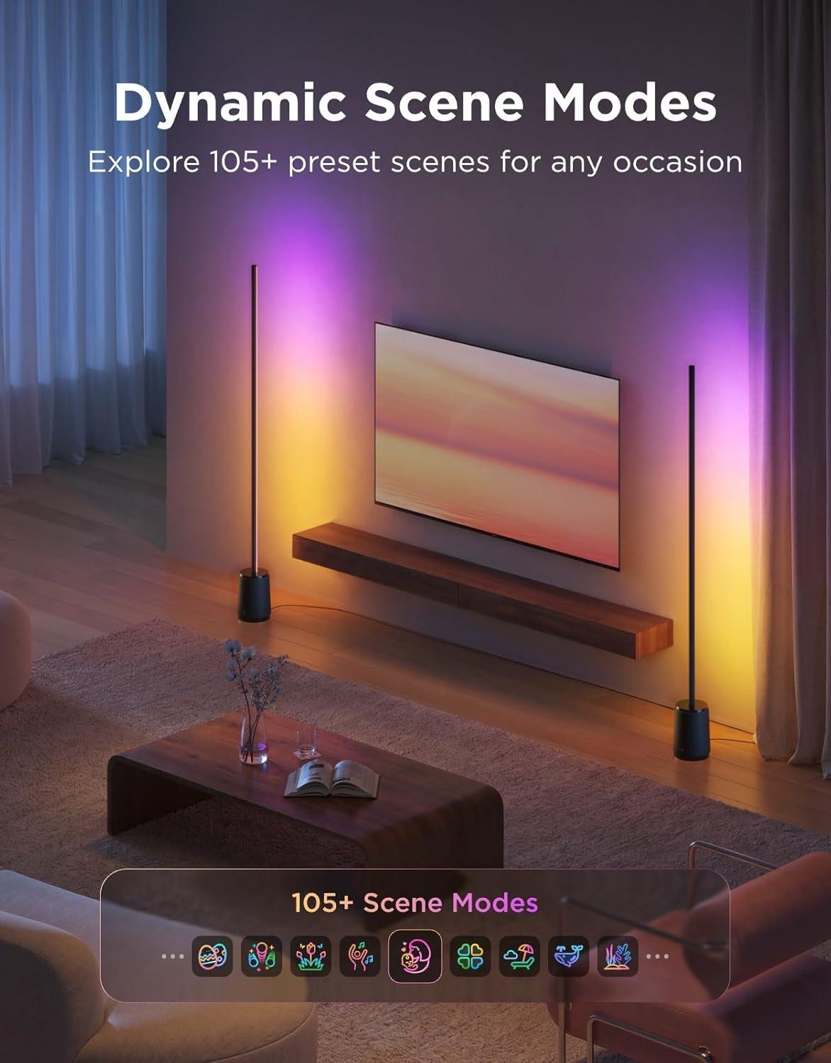 imageGovee Floor Lamp 3 Lite Smart RGBIC LED Corner Lamp Compatible with Alexa SmartThings Matter 1400lm Dimmable Color Changing Tall Standing Light with Music Sync for Living Room Bedroom Gaming Room