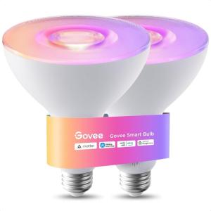 imageGovee PAR38 Flood Light Bulbs 1300Lm Flood Lights Outdoor with IP65 Waterproof Smart Light Bulbs Compatible with Alexa Matter amp SmartThings RGBWW amp Tunable White for GarageampPorch E26 Base 2 Pack