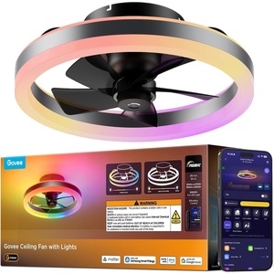 image:imageGovee Ceiling Fan with Lights 20 RGBIC Oscillating Flush Mount Bladeless Ceiling Fans with Lights and Remote 12 Speeds Reversible DC Motor 3100lm Low Profile Ceiling Fan for Bedroom Living Room