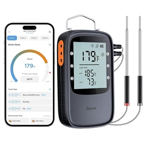 image:imageGovee Digital WiFi Meat Thermometer for Grilling amp Smoking Wireless Meat Thermometer with 2 Thin Probes Timer amp Alert LCD Backlight Bluetooth Food Thermometer for Ovens BBQs Cooking Turkey BeefWiFi Black 2Probes