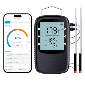 image:imageGovee Digital WiFi Meat Thermometer for Grilling amp Smoking Wireless Meat Thermometer with 2 Thin Probes Timer amp Alert LCD Backlight Bluetooth Food Thermometer for Ovens BBQs Cooking Turkey BeefBT Black 2Probes